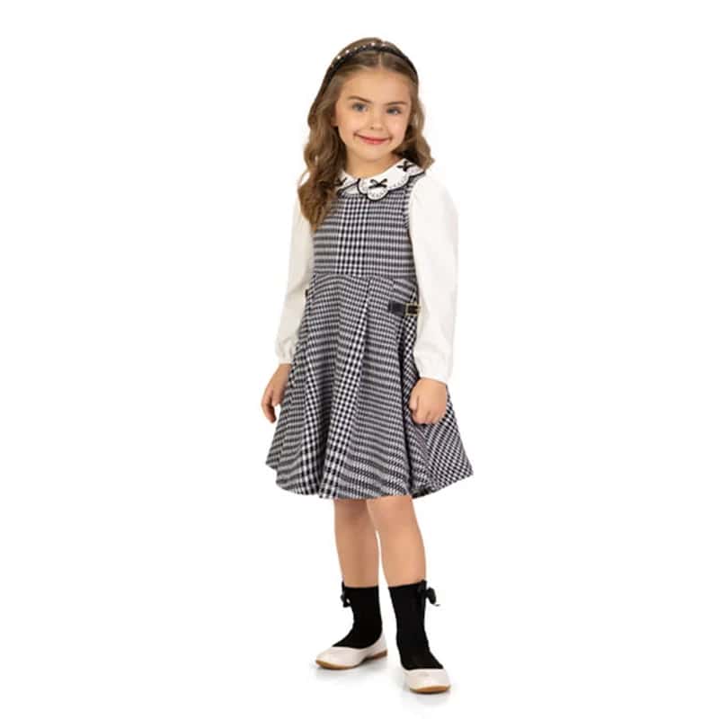 Vestido Infantil Milon Xadrez e Blusa em Cotton Atacado