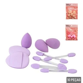 Kit Esponja e Pincel de Maquiagem 10 Peças Color Atacado