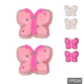 Elástico de Cabelo Plástico 2 Pçs Borboleta Color Atacado