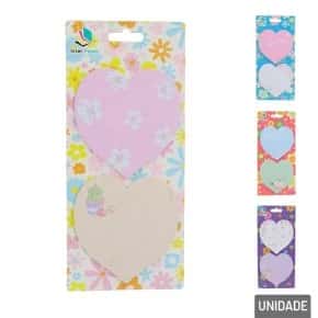 Bloco de Anotações Adesivo 40 FL Coração Sortidos Atacado