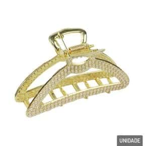 Presilha de Cabelo Metal Pedrarias Dourada Atacado