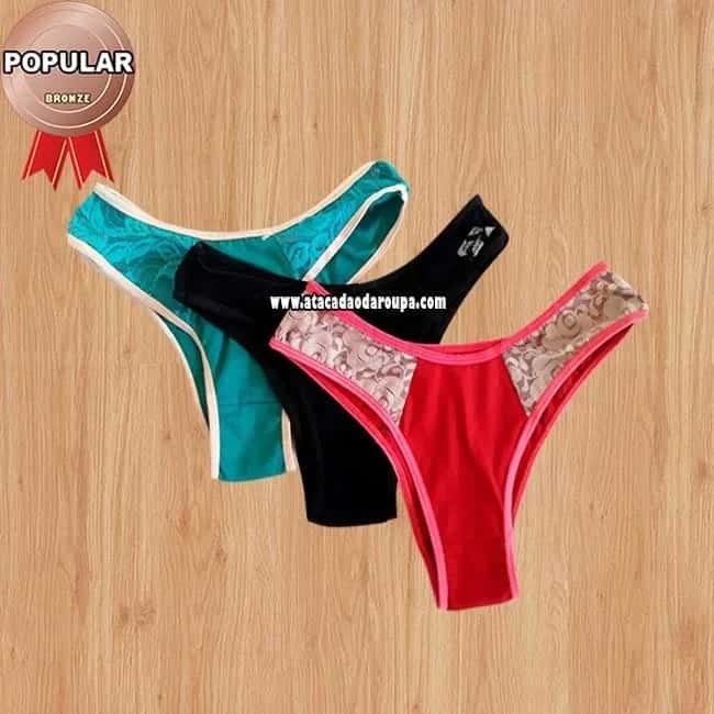 Calçinha Juvenil Cotton com Renda Atacado