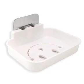 Saboneteira de Plástico Adesivo Branco Atacado