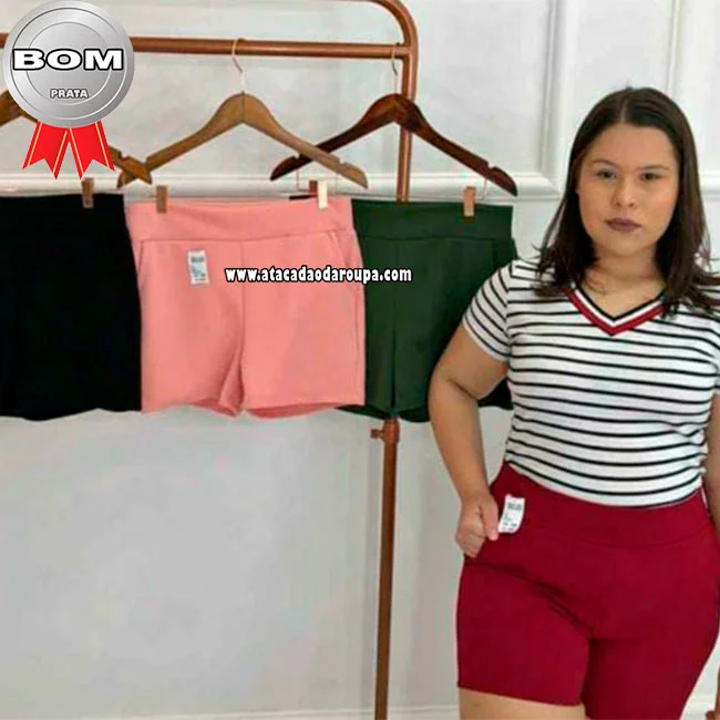 Short Feminino Ribana Liso G Atacado