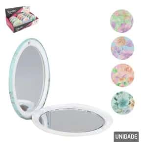 Espelho de Bolsa 7,5cm Duplo Flores Sortidas Atacado