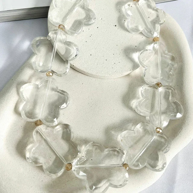 COLAR TRANSPARENTE FLORES Atacado