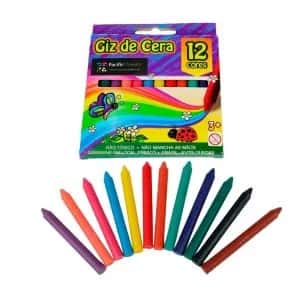 Giz de Cera 12 Cores Fino Atacado