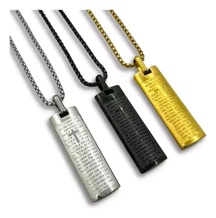 PINGENTE PAI NOSSO TUBO AÇO INOX