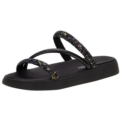 Sandália Feminina Flat Preto Moleca - 5469121 Atacado
