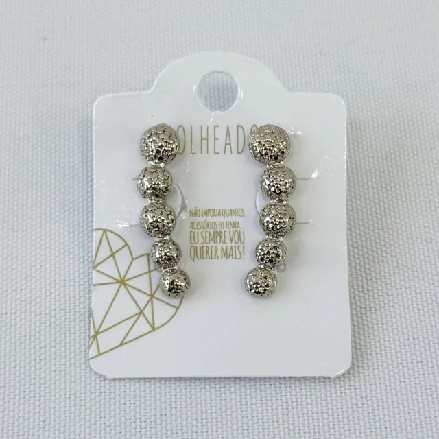 BRINCO FOLHEADO PRATA BOLINHAS Atacado