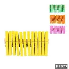 Prendedor de Plástico 12 Peças 7,5cm Color Atacado
