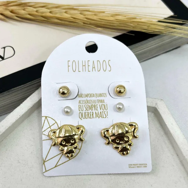 BRINCO TRIO DOURADO MENINA Atacado