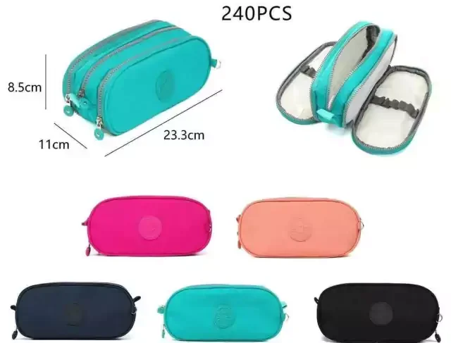 Kit C/6 Estojos c/3 zipers Tactel Atacado