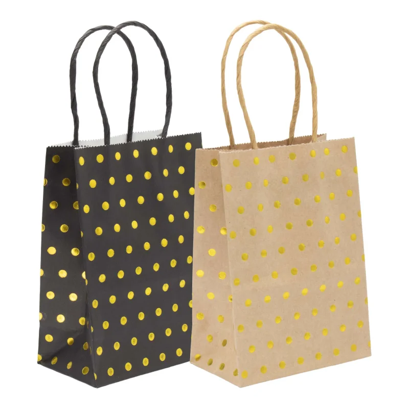 Sacola de Papel - Poá Dourado - Pacote com 10 unidades - Tamanho P - 12x15x8 cm Atacado para Revenda